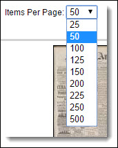 items per page