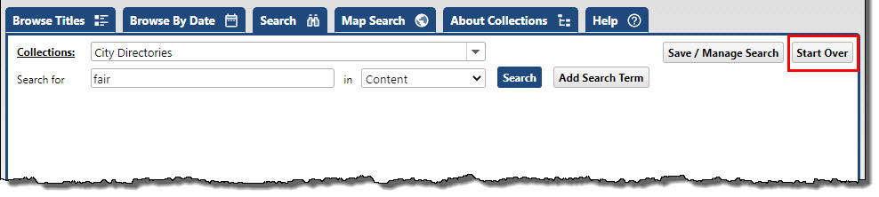 start over search